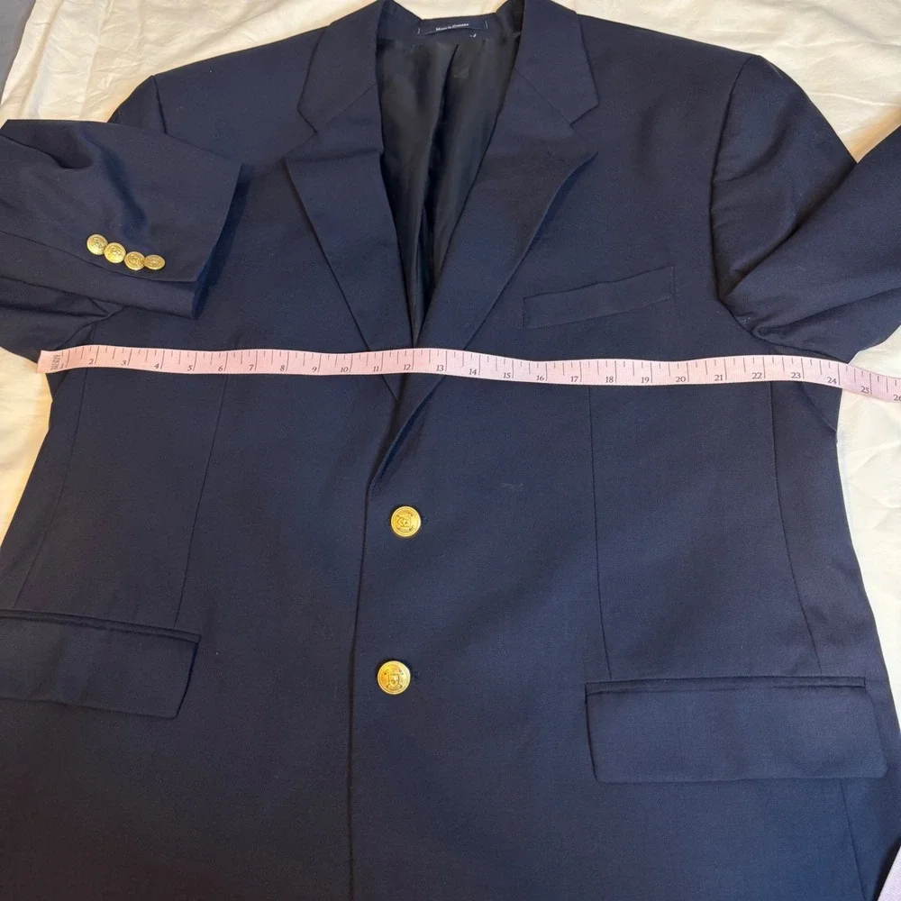 Polo University by Ralph Lauren Mens Navy Blue Pure Wool Blazer Sport Coat 48R